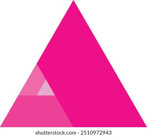 viele rosafarbene monochrome Dreiecksform auf weißem Hintergrund. polygonale geometrische Figur. 