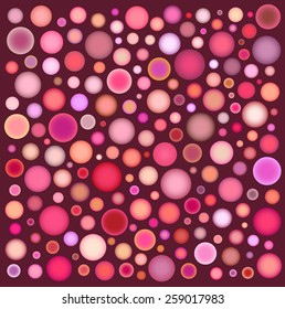 many pink orange bubbles on deep red