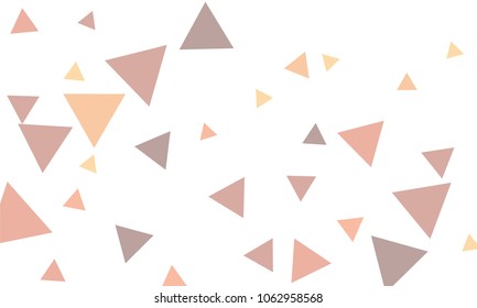 Many Pink, Violet and Green Triangles of Different Size on White Background
