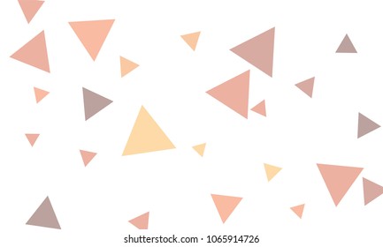 Many Pink, Violet and Green Triangles of Different Size on White Background