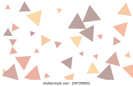 Many Pink, Violet and Green Triangles of Different Size on White Background