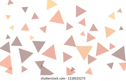 Many Pink, Violet and Green Triangles of Different Size on White Background
