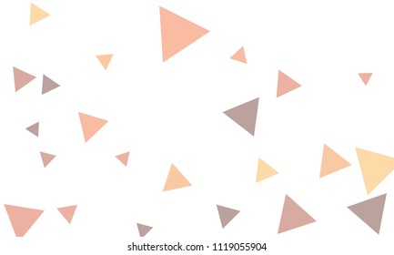 Many Pink, Violet and Green Triangles of Different Size on White Background