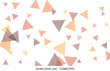 Many Pink, Violet and Green Triangles of Different Size on White Background