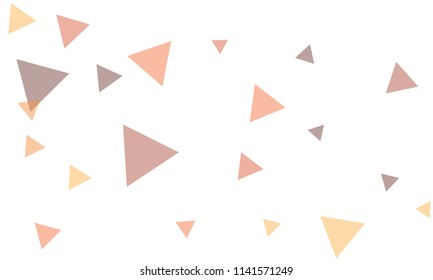 Many Pink, Violet and Green Triangles of Different Size on White Background