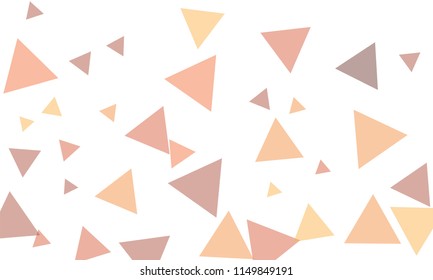 Many Pink, Violet and Green Triangles of Different Size on White Background