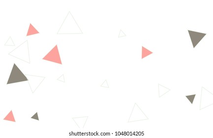 Many Pink, White and Dark Grey Triangles of Different Size on White Background