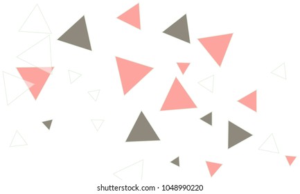 Many Pink, White and Dark Grey Triangles of Different Size on White Background