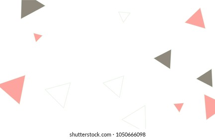 Many Pink, White and Dark Grey Triangles of Different Size on White Background