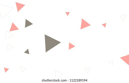 Many Pink, White and Dark Grey Triangles of Different Size on White Background