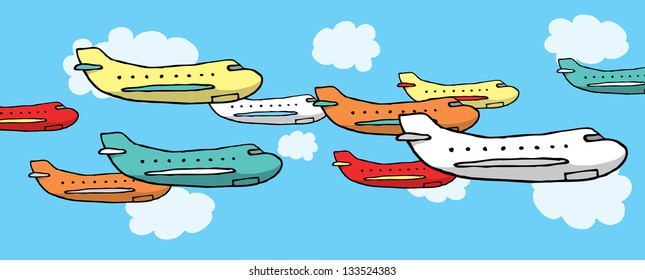 Many planes flying together