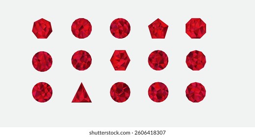 Many polygonal sets of red color are gray in color background .