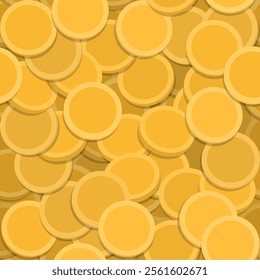 Many precious golden coins seamless pattern background, earning and winning concept