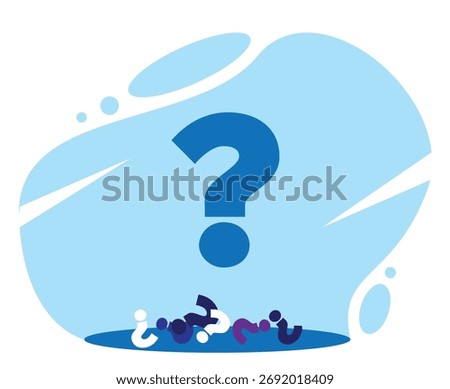 Many Question Marks Solving a Problem Idea. Difficult situation and problem solving concept vector art