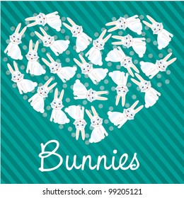 many rabbits forming a heart background lines