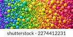 Many rainbow gradient random bright soft balls background. Colorful balls background for kids zone or children
