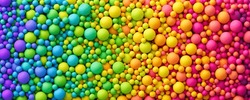 Many Rainbow Gradient Random Bright Soft Balls Background. Colorful Balls Background For Kids Zone Or Children's Playroom. Huge Pile Of Colorful Balls In Different Sizes. Vector Background