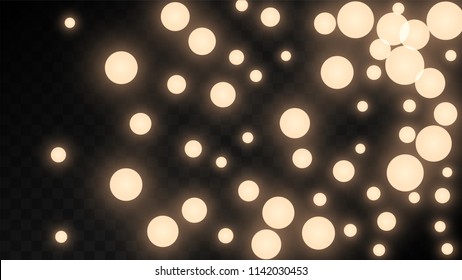 Many Random Falling Golden  Confetti on Dark Background. Beautiful Night Sky. Invitation Background. Banner, Greeting Card,  New Year and Christmas card, Postcard, Packaging, Textile Print.