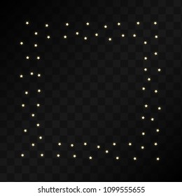 Many Random Falling Golden Stars Confetti on Dark Background. Beautiful Night Sky. Invitation Background. Banner, Greeting Card,  New Year and Christmas card, Postcard, Packaging, Textile Print.