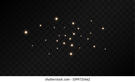 Many Random Falling Golden Stars Confetti on Dark Background. Beautiful Night Sky. Invitation Background. Banner, Greeting Card,  New Year and Christmas card, Postcard, Packaging, Textile Print.