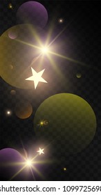Many Random Falling Golden Stars Confetti on Dark Background. Beautiful Night Sky. Invitation Background. Banner, Greeting Card, Christmas and New Year card, Postcard, Packaging, Textile Print.