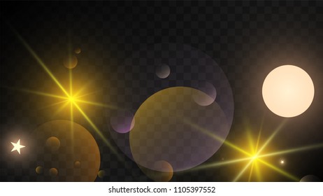 Many Random Falling Golden Stars Confetti on Dark Background. Vector illustration. Invitation Background. Banner, Greeting Card, Christmas and New Year card, Postcard, Packaging, Textile Print.