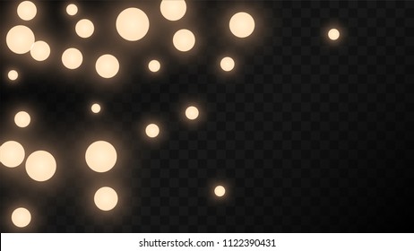 Many Random Falling Golden Stars Confetti on Black Background. Vector Stars Sky. Invitation Background. Banner, Greeting Card, Christmas and New Year card, Postcard, Packaging, Textile Print.