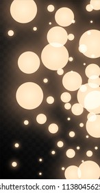 Many Random Falling Golden Stars Confetti on Black Background. Vector illustration. Invitation Background. Banner, Greeting Card,  New Year and Christmas card, Postcard, Packaging, Textile Print.