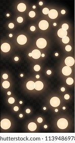 Many Random Falling Golden Stars Confetti on Black Background. Vector Stars Sky. Invitation Background. Banner, Greeting Card, Christmas and New Year card, Postcard, Packaging, Textile Print.