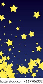 Many Random Falling Golden Stars Confetti. Invitation Background. Banner, Greeting Card, Christmas and New Year card, Postcard, Packaging, Textile Print. Beautiful Night Sky
