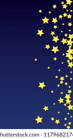 Many Random Falling Golden Stars Confetti. Invitation Background. Banner, Greeting Card, Christmas and New Year card, Postcard, Packaging, Textile Print. Beautiful Night Sky
