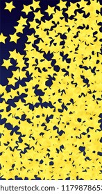 Many Random Falling Golden Stars Confetti. Invitation Background. Banner, Greeting Card, Christmas and New Year card, Postcard, Packaging, Textile Print. Beautiful Night Sky
