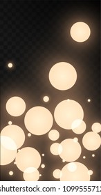 Many Random Falling Light Pink Circle Confetti on Black Background. Vector illustration. Invitation Background. Banner, Greeting Card,  New Year and Christmas card, Postcard, Packaging, Textile Print.
