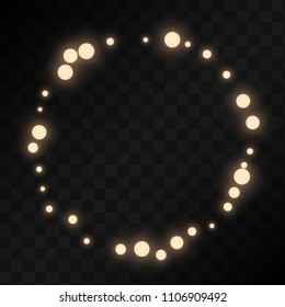 Many Random Falling Light Pink Circle Confetti on Black Background. Vector illustration. Invitation Background. Banner, Greeting Card, Christmas and New Year card, Postcard, Packaging, Textile Print.