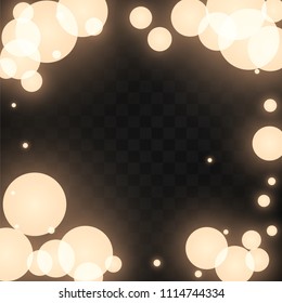Many Random Falling Light Pink Circle Confetti on Black Background. Vector illustration. Invitation Background. Banner, Greeting Card, Christmas and New Year card, Postcard, Packaging, Textile Print.