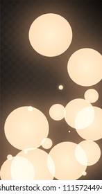 Many Random Falling Light Pink Circle Confetti on Black Background. Vector Stars Sky. Invitation Background. Banner, Greeting Card, Christmas and New Year card, Postcard, Packaging, Textile Print.