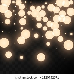 Many Random Falling Light Pink Circle Confetti on Black Background. Vector illustration. Invitation Background. Banner, Greeting Card,  New Year and Christmas card, Postcard, Packaging, Textile Print.