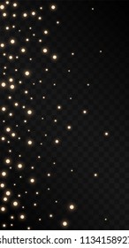 Many Random Falling Light Pink Circle Confetti on Black Background. Vector Stars Sky. Invitation Background. Banner, Greeting Card,  New Year and Christmas card, Postcard, Packaging, Textile Print.