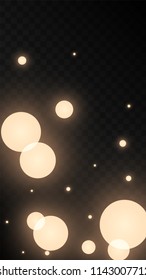 Many Random Falling Light Pink Circle Confetti on Black Background. Vector illustration. Invitation Background. Banner, Greeting Card, Christmas and New Year card, Postcard, Packaging, Textile Print.