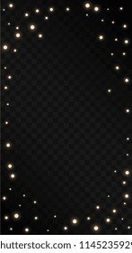Many Random Falling Light Pink Circle Confetti on Black Background. Vector illustration. Invitation Background. Banner, Greeting Card, Christmas and New Year card, Postcard, Packaging, Textile Print.