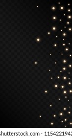 Many Random Falling Light Pink Circle Confetti on Black Background. Beautiful Night Sky. Invitation Background. Banner, Greeting Card,  New Year and Christmas card, Postcard, Packaging, Textile Print.