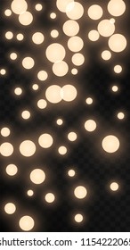 Many Random Falling Light Pink Circle Confetti on Black Background. Vector Stars Sky. Invitation Background. Banner, Greeting Card,  New Year and Christmas card, Postcard, Packaging, Textile Print.