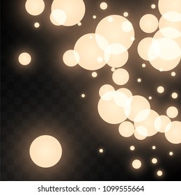 Many Random Falling Pastel Light Pink Confetti on Black Background. Beautiful Night Sky. Invitation Background. Banner, Greeting Card, Christmas and New Year card, Postcard, Packaging, Textile Print.