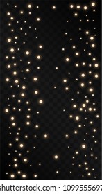 Many Random Falling Pastel Light Pink Confetti on Black Background. Beautiful Night Sky. Invitation Background. Banner, Greeting Card, Christmas and New Year card, Postcard, Packaging, Textile Print.