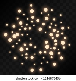 Many Random Falling Pastel Light Pink Confetti on Black Background. Vector Stars Sky. Invitation Background. Banner, Greeting Card,  New Year and Christmas card, Postcard, Packaging, Textile Print.