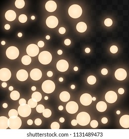 Many Random Falling Pastel Light Pink Confetti on Black Background. Vector Stars Sky. Invitation Background. Banner, Greeting Card,  New Year and Christmas card, Postcard, Packaging, Textile Print.