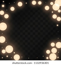 Many Random Falling Pastel Light Pink Confetti on Black Background. Vector Stars Sky. Invitation Background. Banner, Greeting Card,  New Year and Christmas card, Postcard, Packaging, Textile Print.