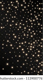 Many Random Falling Pastel Light Pink Confetti on Black Background. Beautiful Night Sky. Invitation Background. Banner, Greeting Card, Christmas and New Year card, Postcard, Packaging, Textile Print.