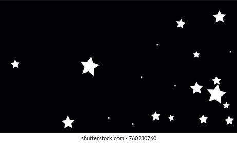 Many Random Falling Stars Confetti on Dark Sky Background. Invitation Background. Banner, Greeting Card, Christmas and New Year card, Postcard, Packaging, Textile Print. Beautiful Night Sky