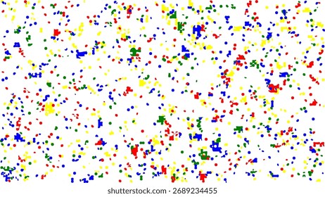 Muchos salpicaduras de colores dispersos al azar sobre un fondo blanco.